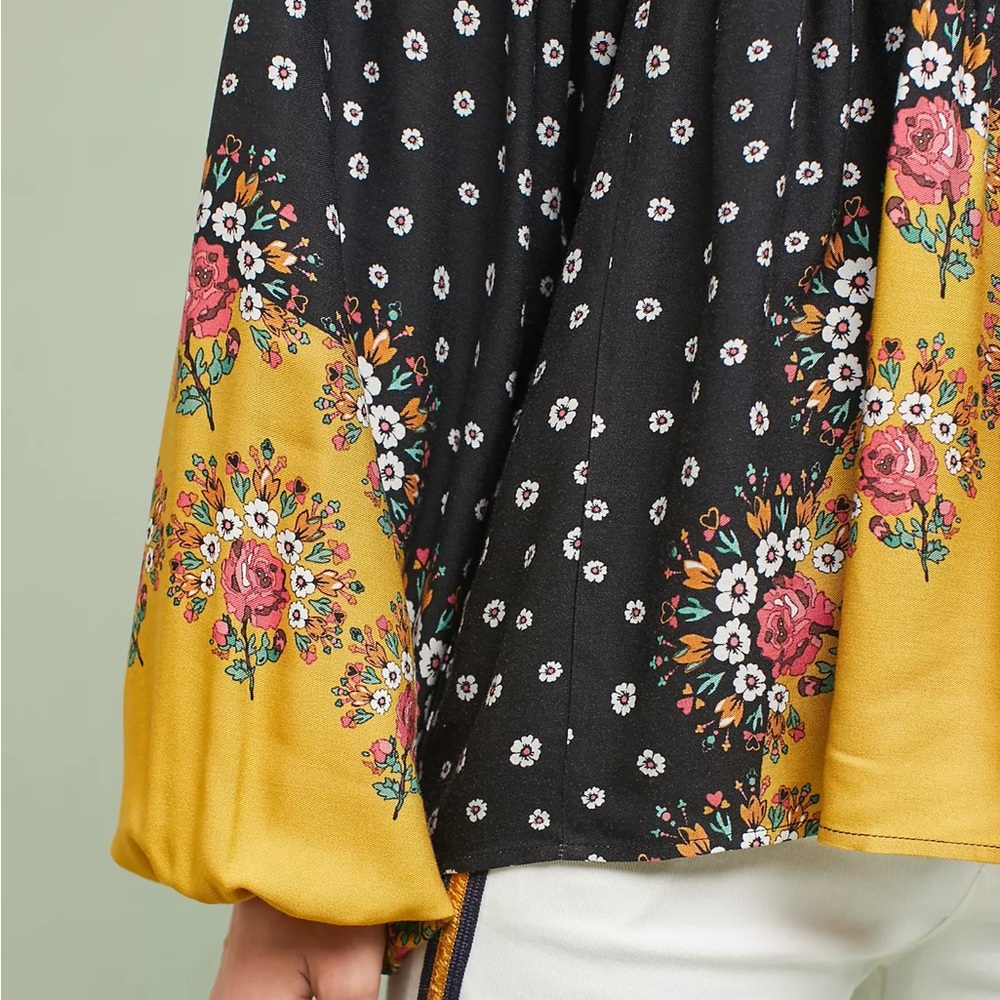 Farm Rio Intarsia Boho Patchwork Peasant Top - Picture 4 of 7